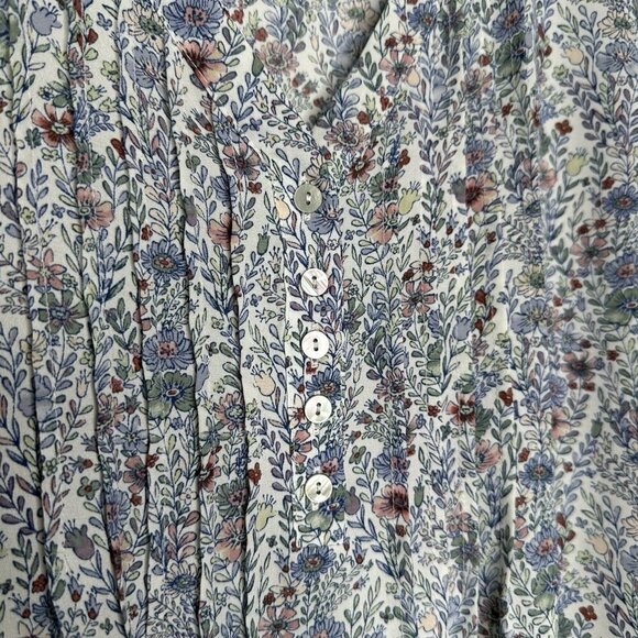 Rose & Olive Blouse Size 1X Floral Print Pintuck Cottagecore Boho V Neck - Picture 4 of 11